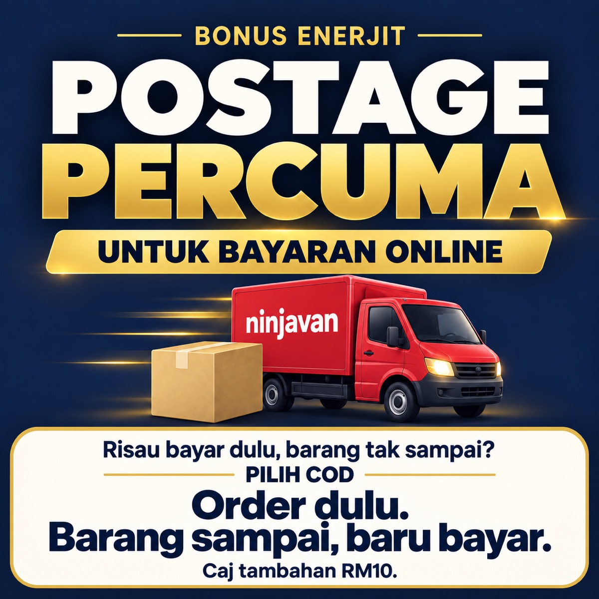 Ilustrasi lori kurier Ninja Van dan kotak parcel